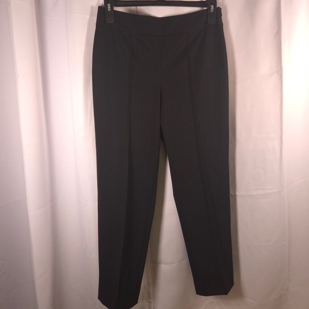Talbots Womens 12 Petite 32x28 Black Stretch Side Zip Pleated Pants